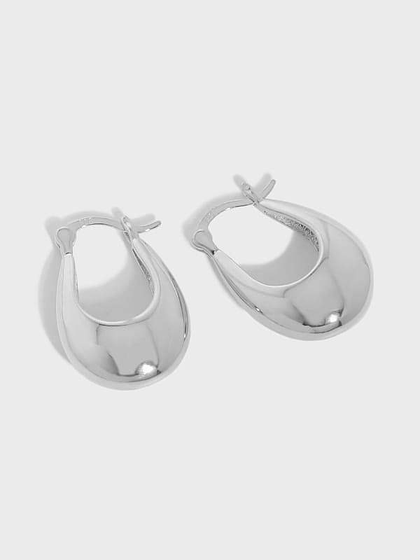 925 Sterling Silver Smooth Geometric Minimalist Huggie Earring