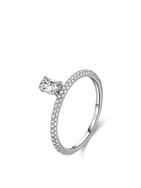 925 Sterling Silver Cubic Zirconia Square Dainty Band Ring