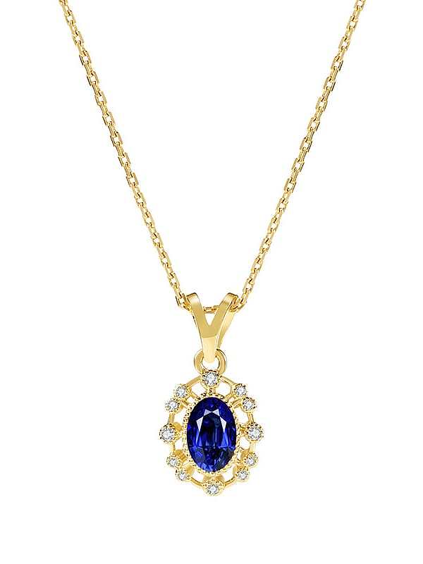 925 Sterling Silver Sapphire Blue Oval Dainty Necklace