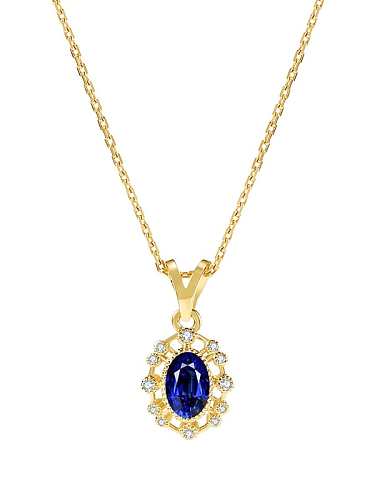 925 Sterling Silver Sapphire Blue Oval Dainty Necklace