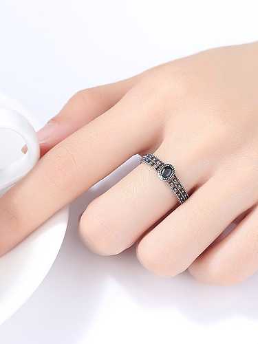 925 Sterling Silver Round Vintage shape smear Band Ring