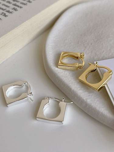 925 Sterling Silver Square Minimalist Huggie Earring