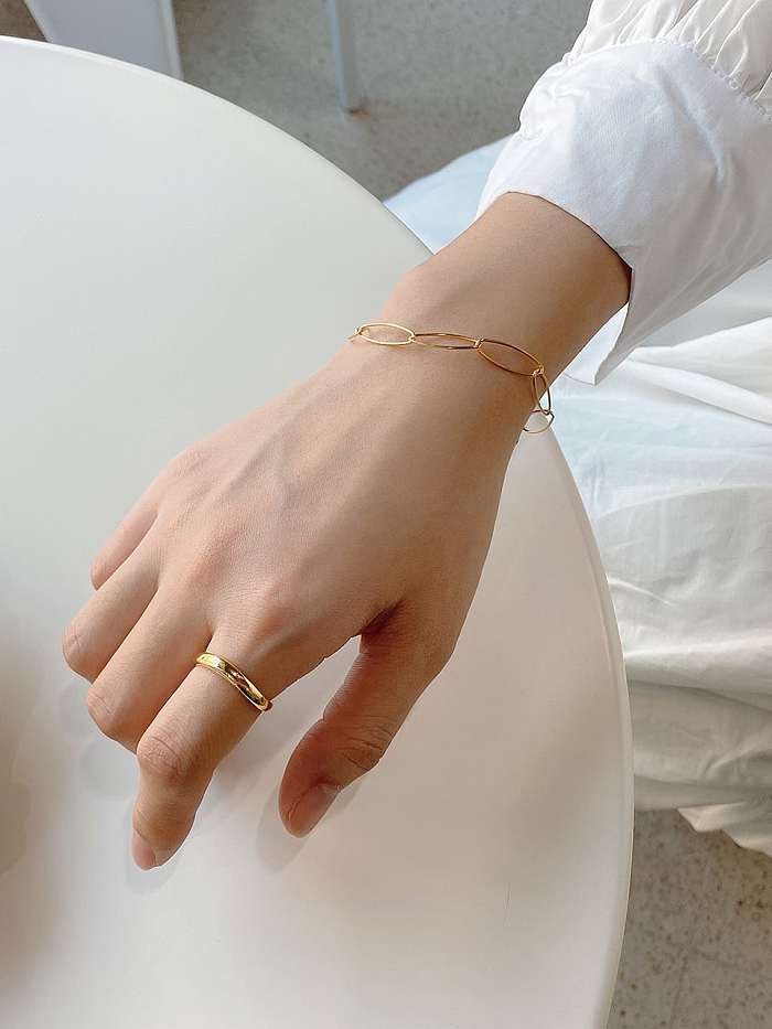 Argent sterling 925 avec bracelets géométriques creux simplistes plaqués or