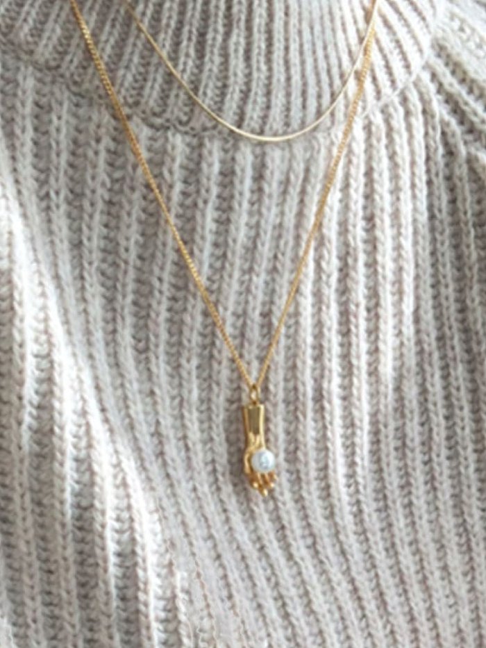 925er Sterlingsilber mit vergoldeten Persönlichkeits-Halsketten mit unregelmäßigen Palmen