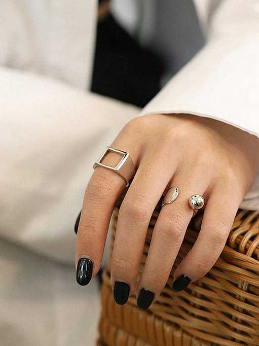 925 Sterling Silver smooth Ball Vintage Band Ring