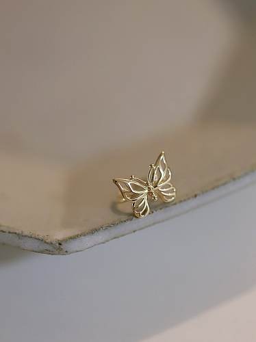 Brinco de orelha delicada borboleta de prata esterlina 925 com clipe de osso
