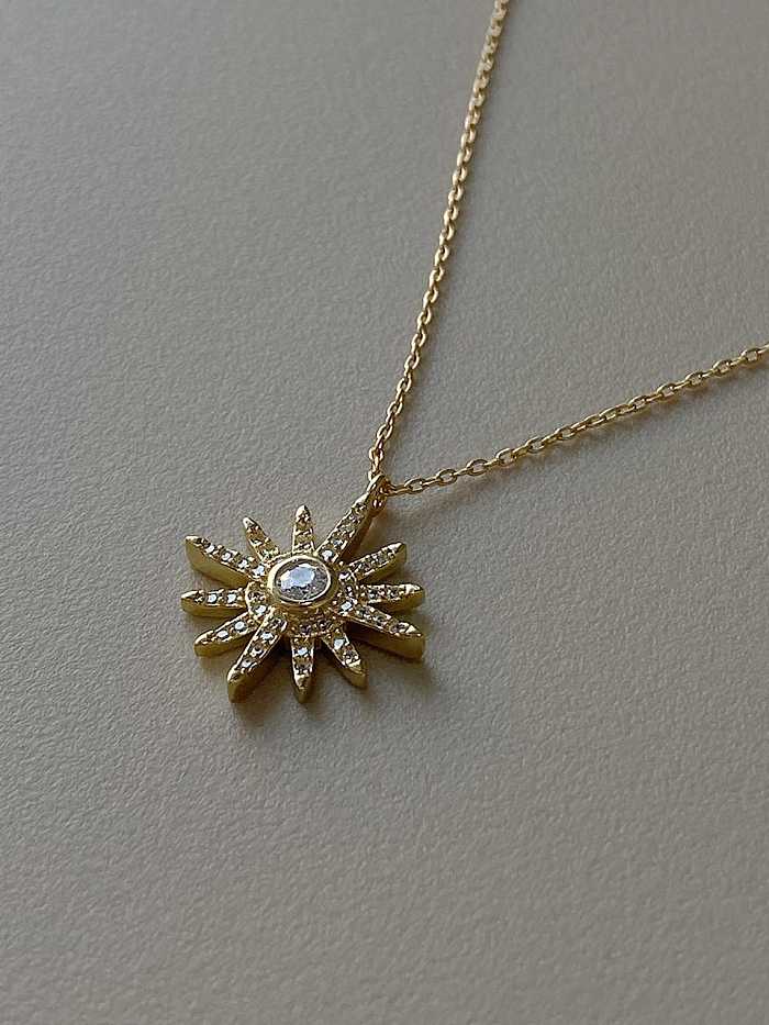 Collar de plata de ley 925 con estrella de hexagrama simplista chapado en oro
