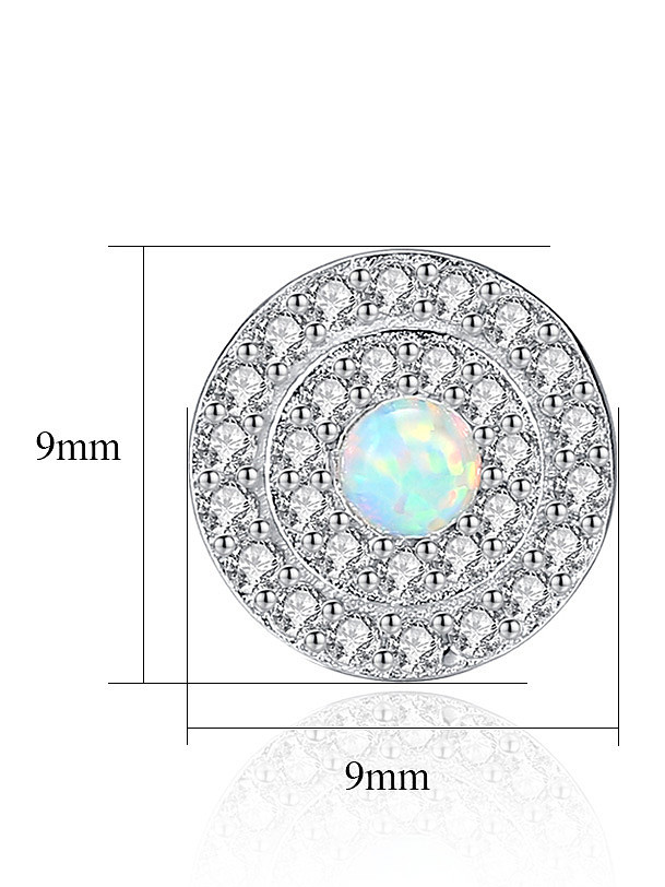 Brincos de opala de disco clássicos de prata esterlina