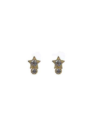 925 Sterling Silver Cubic Zirconia Star Dainty Stud Earring