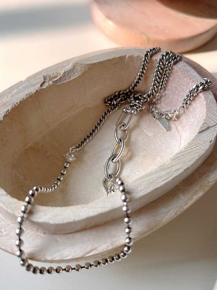 Unregelmäßige Vintage-Perlenkette aus 925er Sterlingsilber