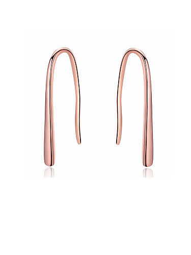 925 Sterling Silver With Rose Gold Plated Simplistic Line Hook Earrings