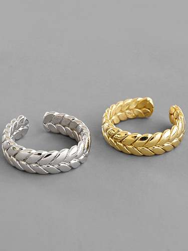 925 Sterling Silver Irregular Weave Minimalist Free Size Band Ring