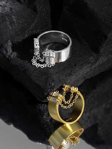 925 Sterling Silver Cubic Zirconia Irregular Vintage Band Ring