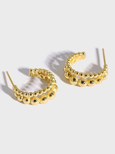 Boucles d'oreilles vintage géométriques perlées en argent sterling 925