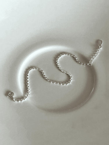 Bracelet à maillons vintage en perles plates en argent sterling 925