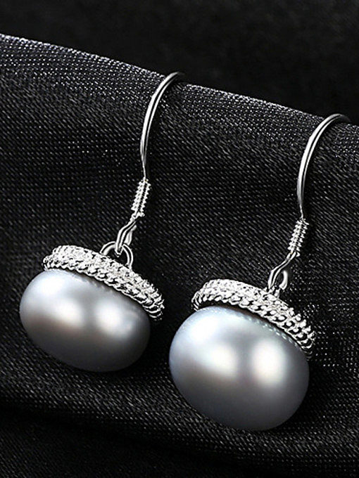 Pure silver 10-10.5mm natural pearl earrings