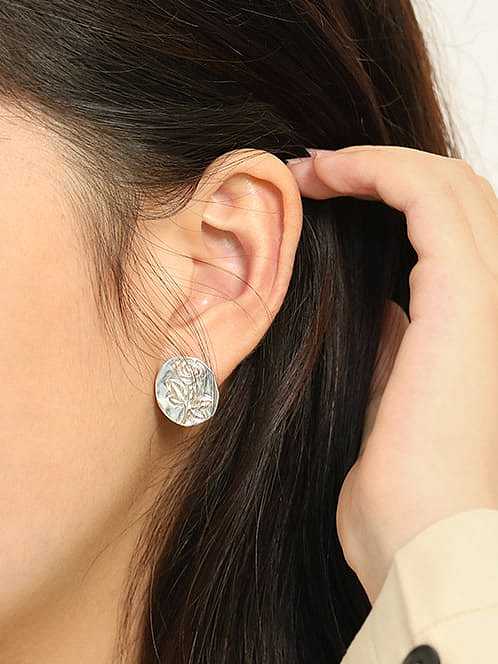 Boucles d'oreilles vintage en forme de fleur de rose géométrique en argent sterling 925