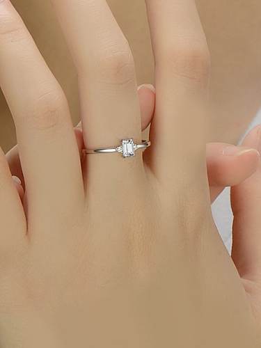 925 Sterling Silver Cubic Zirconia Rectangle Dainty Band Ring