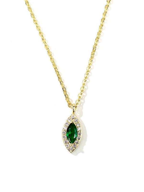 925 Sterling Silver Emerald Green Water Drop Dainty Necklace