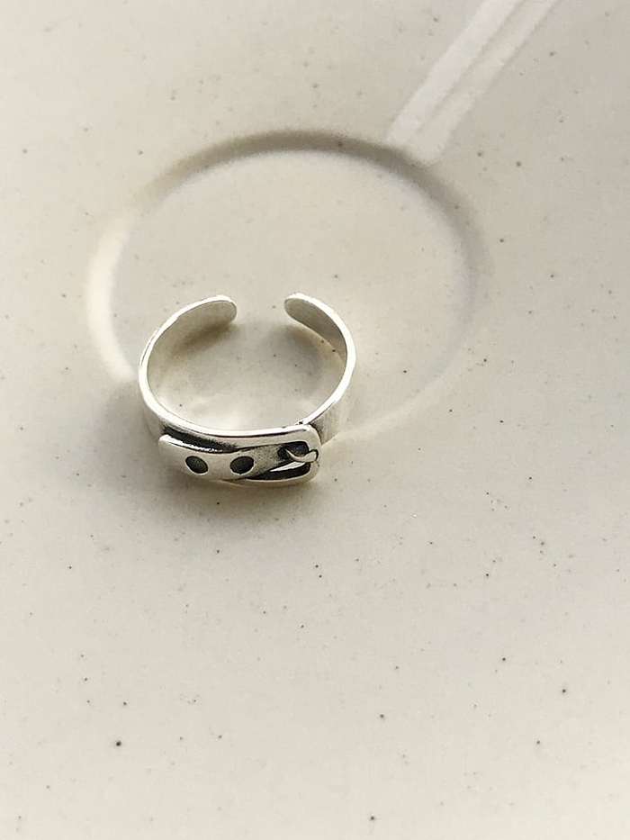925 Sterling Silver Hollow Irregular Vintage Free Size Midi Ring
