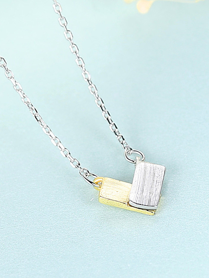 925 Sterling Silver With Two-color plating Simplistic Geometric Necklaces