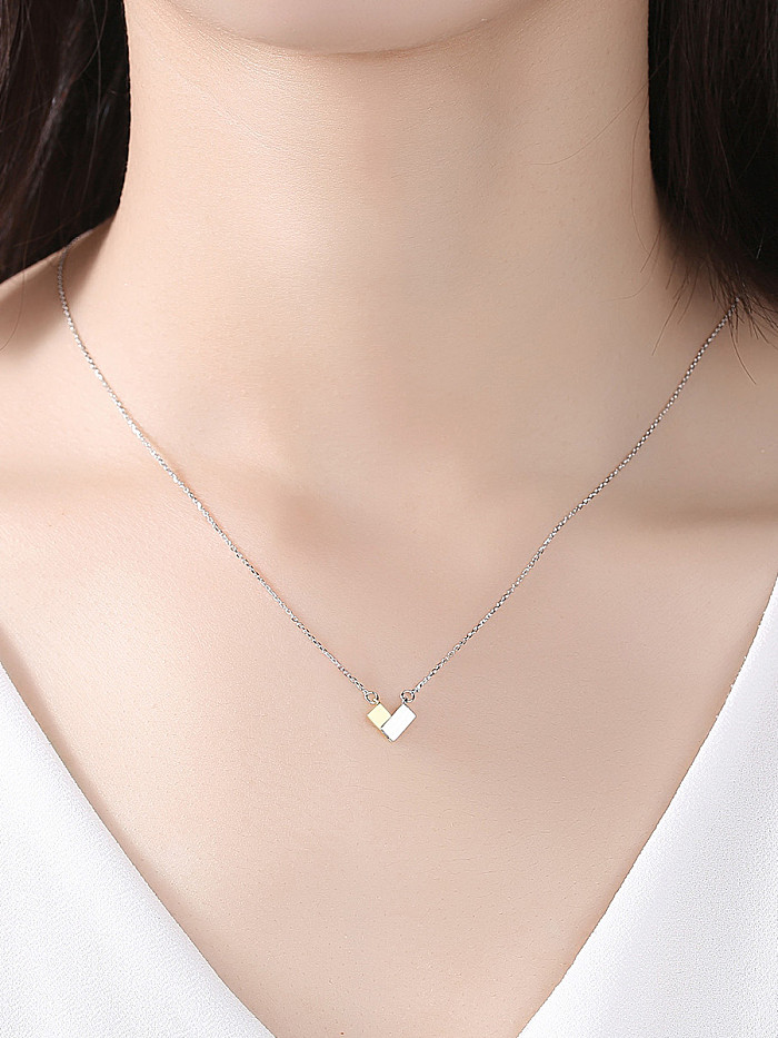 925 Sterling Silver With Two-color plating Simplistic Geometric Necklaces