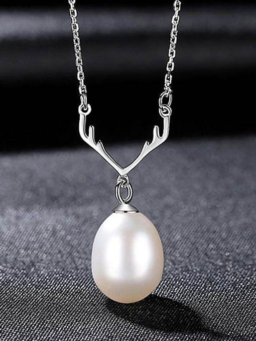 925 Sterling Silber Süßwasserperle Weiß Unregelmäßige minimalistische Lariat-Halskette