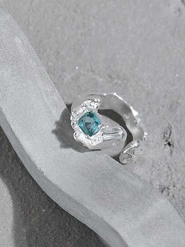 925 Sterling Silver Cubic Zirconia Irregular Vintage Band Ring