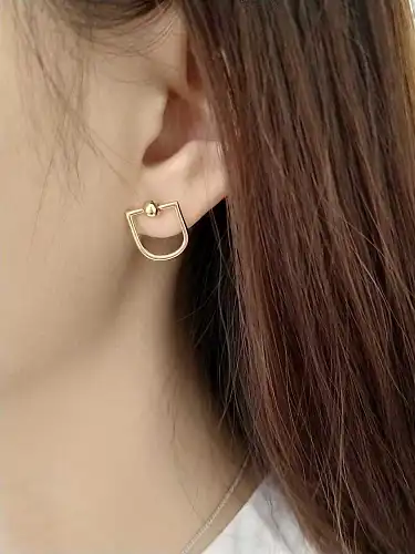925 Sterling Silver Minimalist Hollow Geometric Stud Earring