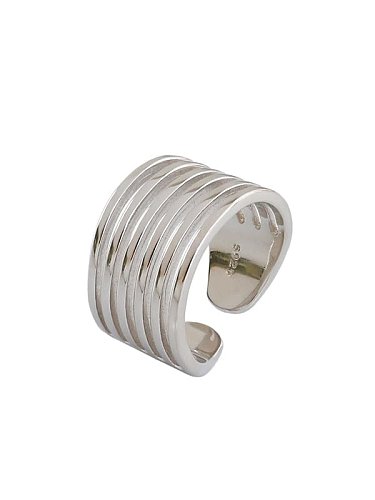 Anel de pulseira de prata esterlina 925 irregular minimalista tamanho livre