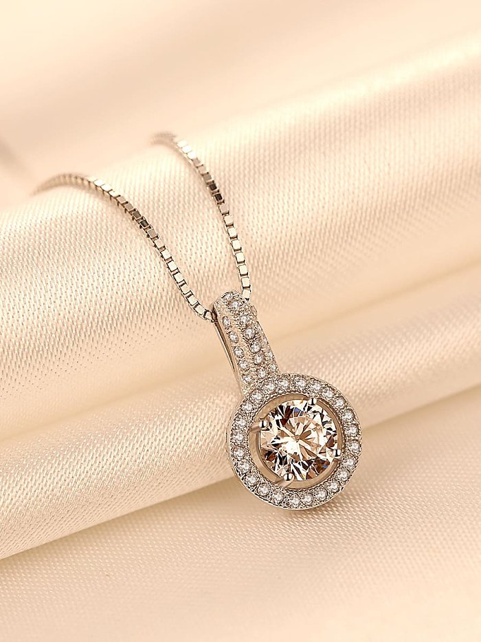 925 Sterling Silver Micro Setting Zircon Crystal Necklace