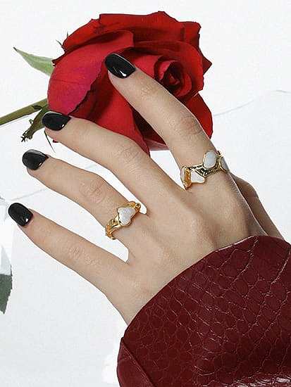 925 Sterling Silver Enamel Geometric Vintage Band Ring