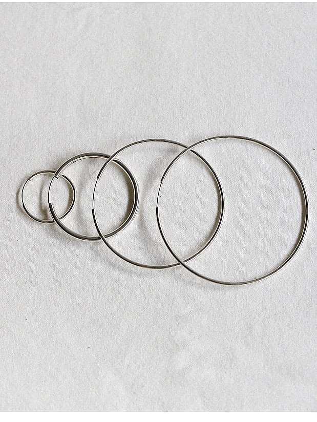 Boucles d'oreilles créoles minimalistes géométriques en argent sterling 925