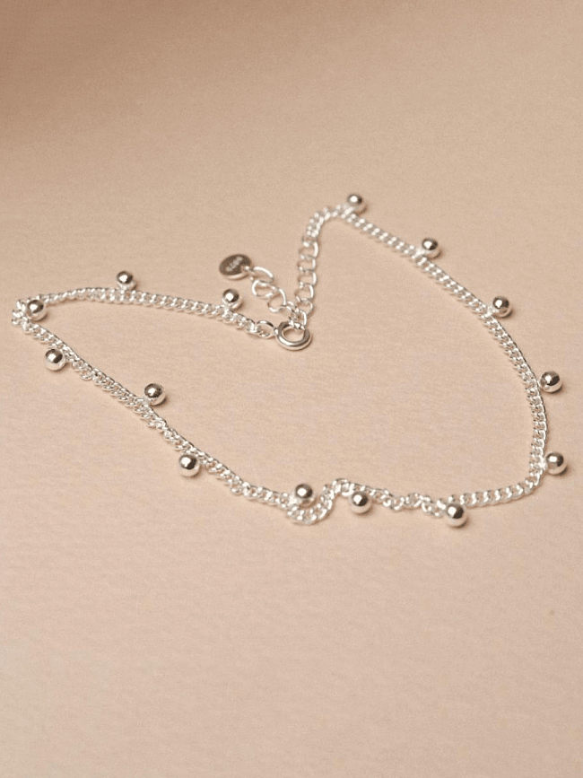 Minimalistisches Fußkettchen aus 925er Sterlingsilber mit Inter Bead-Kette