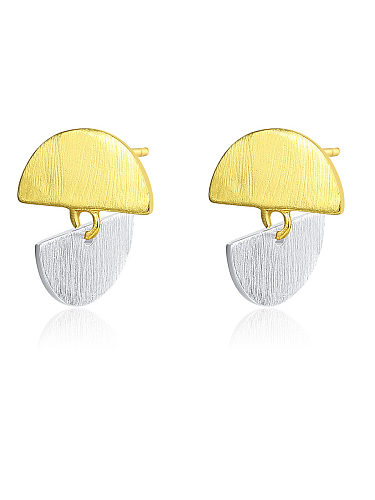 925 Sterling Silver With Glossy Simplistic asymmetry Irregular Stud Earrings