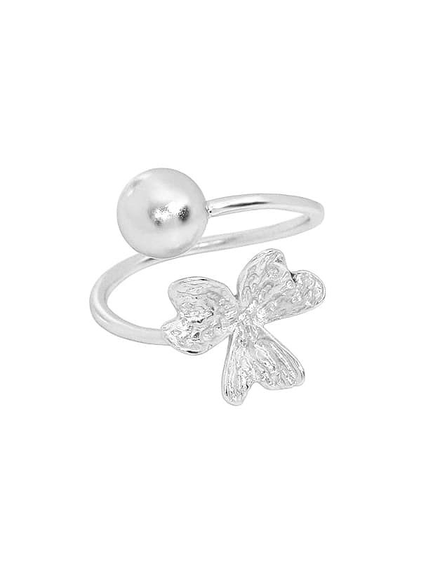 925 Sterling Silver Bead Clover Cute Band Ring