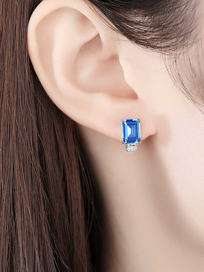 Chicago Style 925 Sterling Silver Cubic Zirconia Geometric Luxury Stud Earring