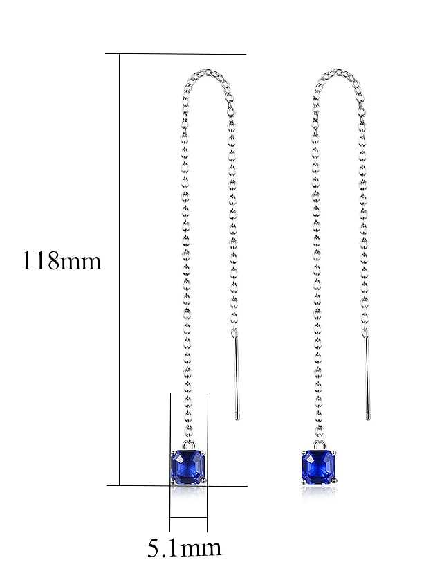 925 Sterling Silver Cubic Zirconia Geometric Minimalist Threader Earring