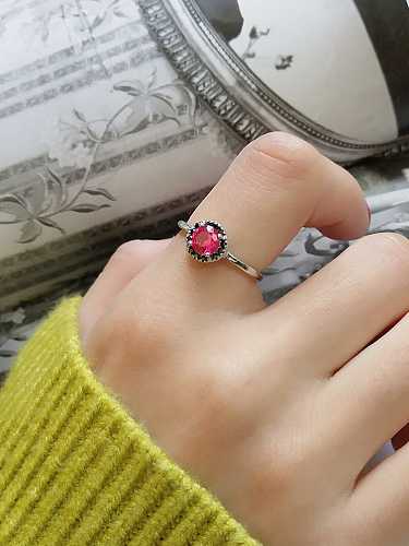 925 Sterling Silver Cubic Zirconia Round Vintage Band Ring