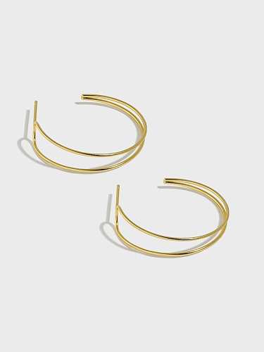 Boucles d'oreilles créoles minimalistes géométriques en forme de C en argent sterling 925