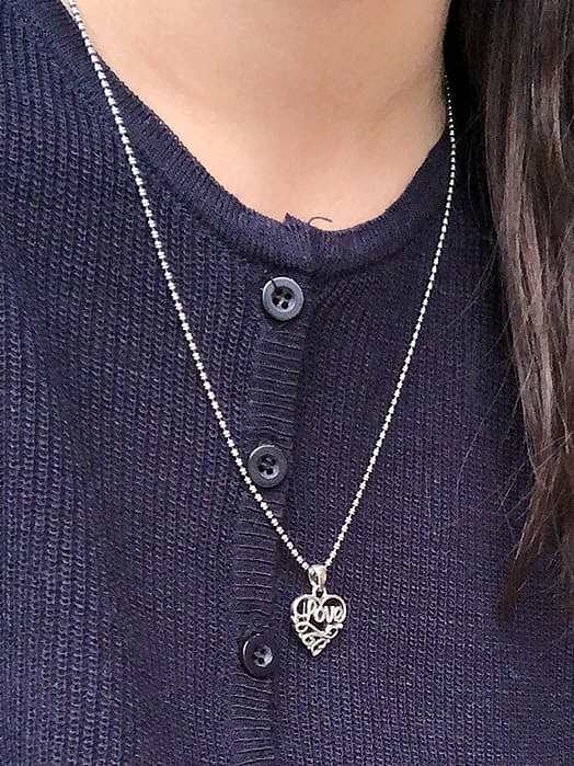 925 Sterling Silver Letter-love heart Artisan Beaded Necklace