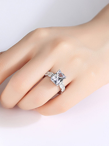 925 Sterling Silver With Platinum Plated Simplistic Geometric Band Rings