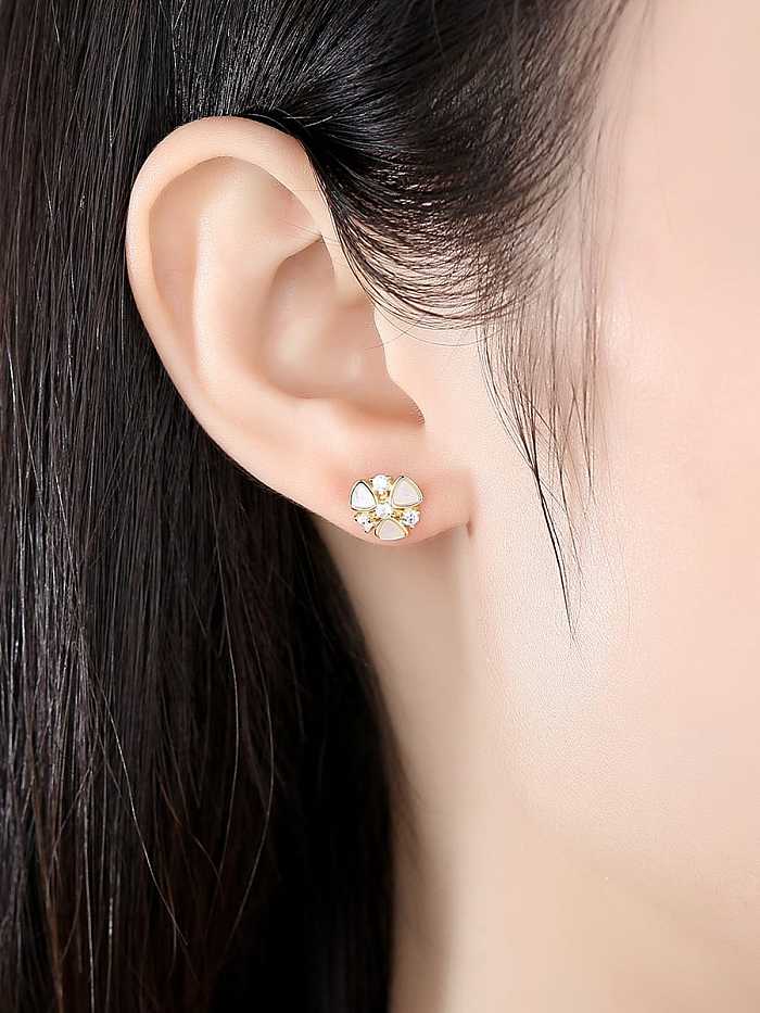 925 Sterling Silver Shell Flower Dainty Stud Earring