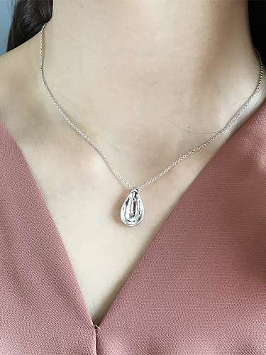 925 sterling silver simple smooth Water Drop Pendant Necklace