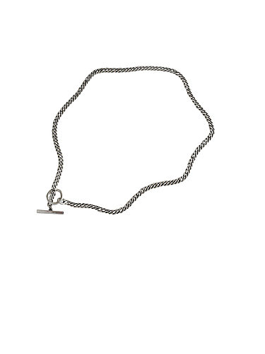 Plata de ley 925 con collares de cadena simplistas chapados en plata antigua