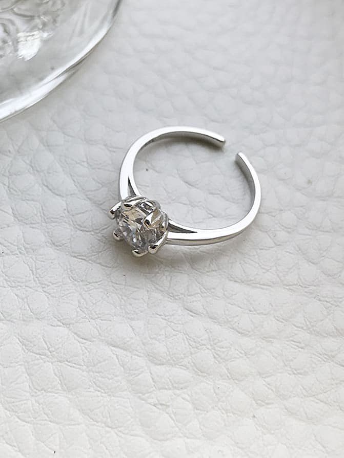 925 Sterling Silver Cubic Zirconia White Heart Minimalist Midi Ring
