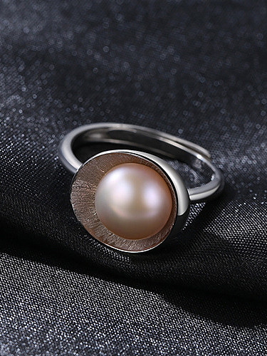 Sterling Silber 9-9.5 mm natürlicher Perlenring in freier Größe