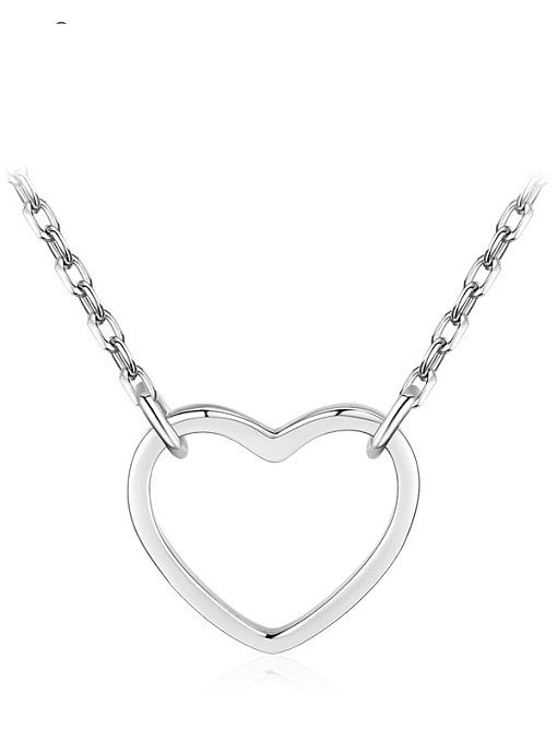 925 Sterling Silber minimalistische hohle Herz-Anhänger-Halskette