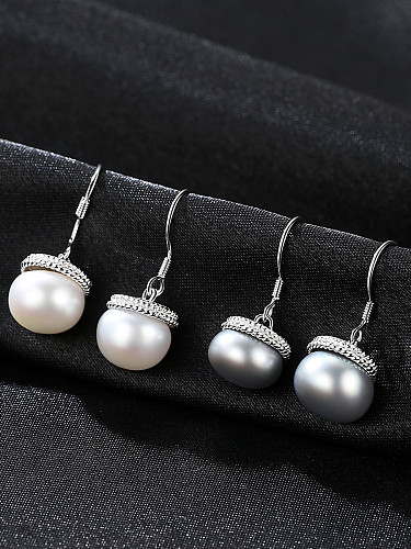 Pure silver 10-10.5mm natural pearl earrings