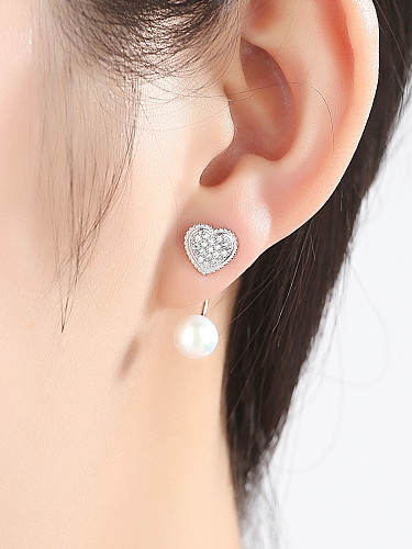 Boucles d'oreilles en argent sterling avec zircons AAA et perles naturelles